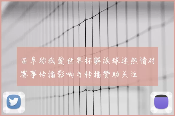 苗阜称我爱世界杯解读球迷热情对赛事传播影响与转播赞助关注